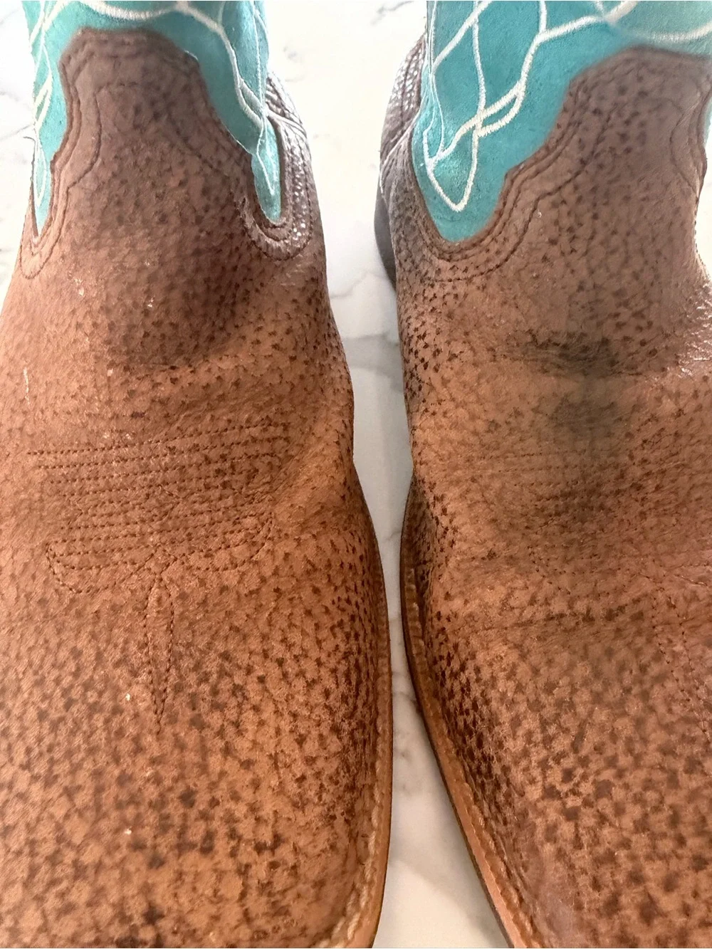 Youth twisted X Brown & Teal Western Cowboy Boots, boys 3.5